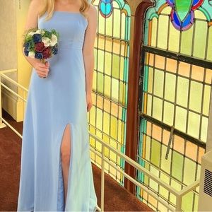 Bridesmaid dress from JJ house, size 10 color, light blue, no alterations.